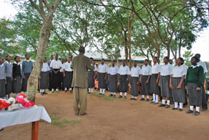 Church choir celebrating new water projects
